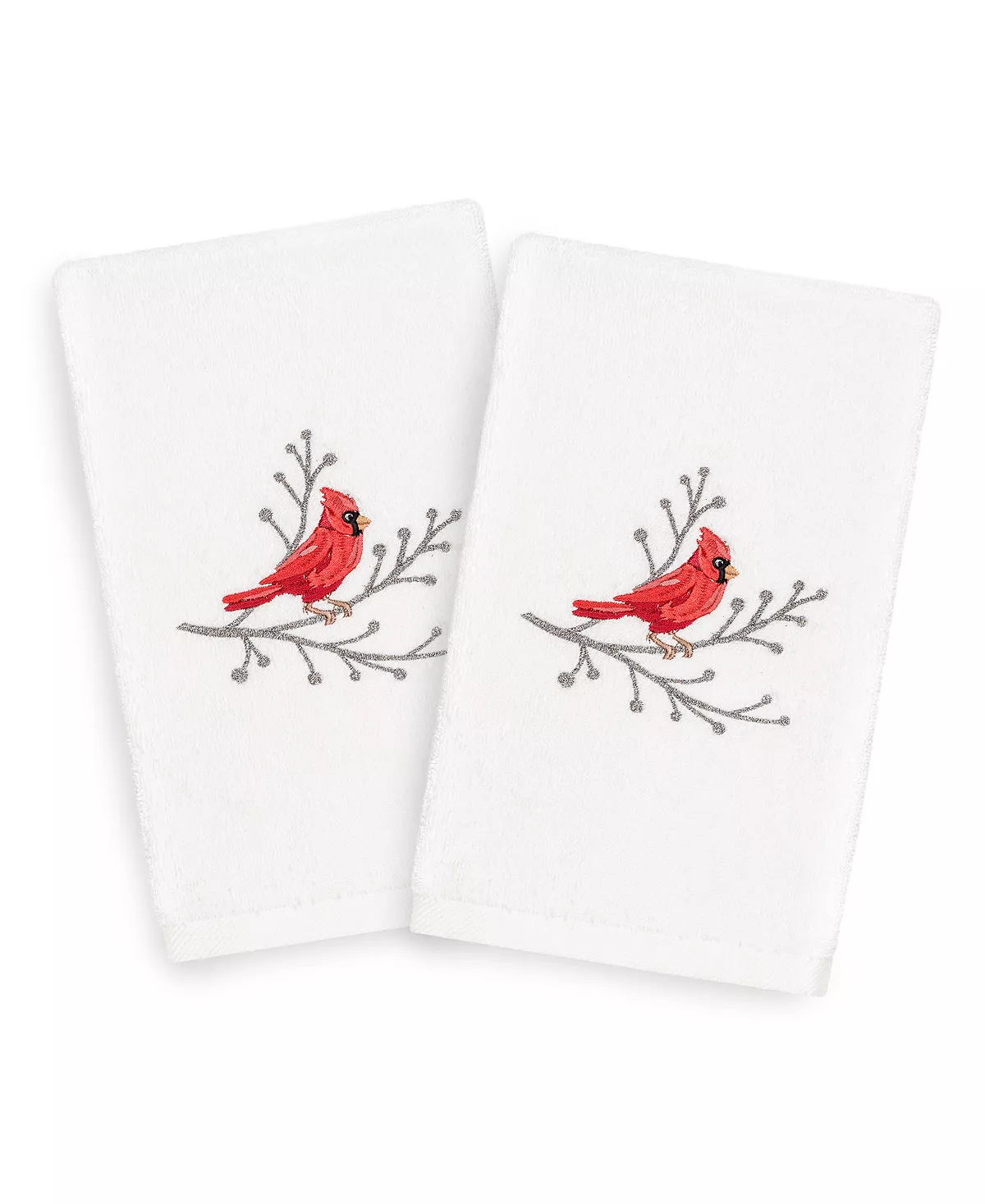 Linum Home Christmas Cardinal 100% Turkish Cotton 2-Pc. Hand Towel Set 4 Linum Home Christmas Cardinal 100% Turkish Cotton 2-Pc. Hand Towel Set - Image 2