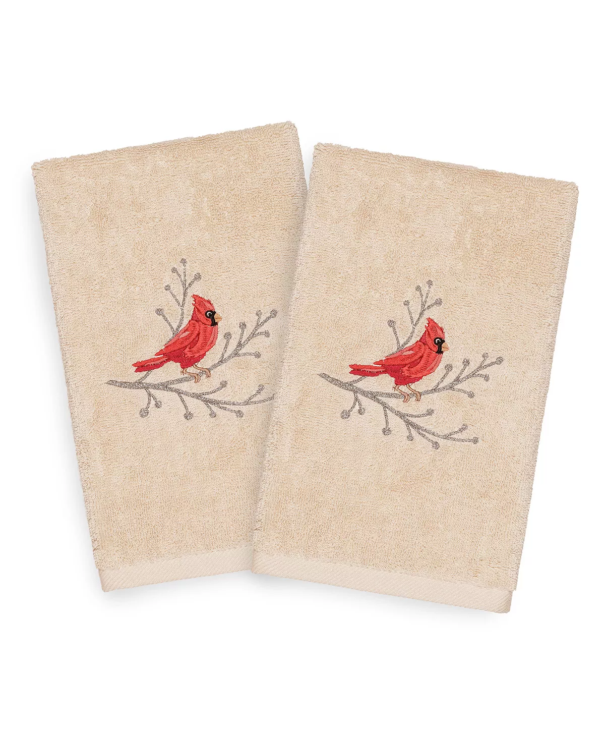 Linum Home Christmas Cardinal 100% Turkish Cotton 2-Pc. Hand Towel Set 6 Linum Home Christmas Cardinal 100% Turkish Cotton 2-Pc. Hand Towel Set - Image 4