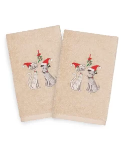 Linum Home Christmas Cute Couple 100% Turkish Cotton 2-Pc. Hand Towel Set -Avanti Linens Shop 10743951 fpx