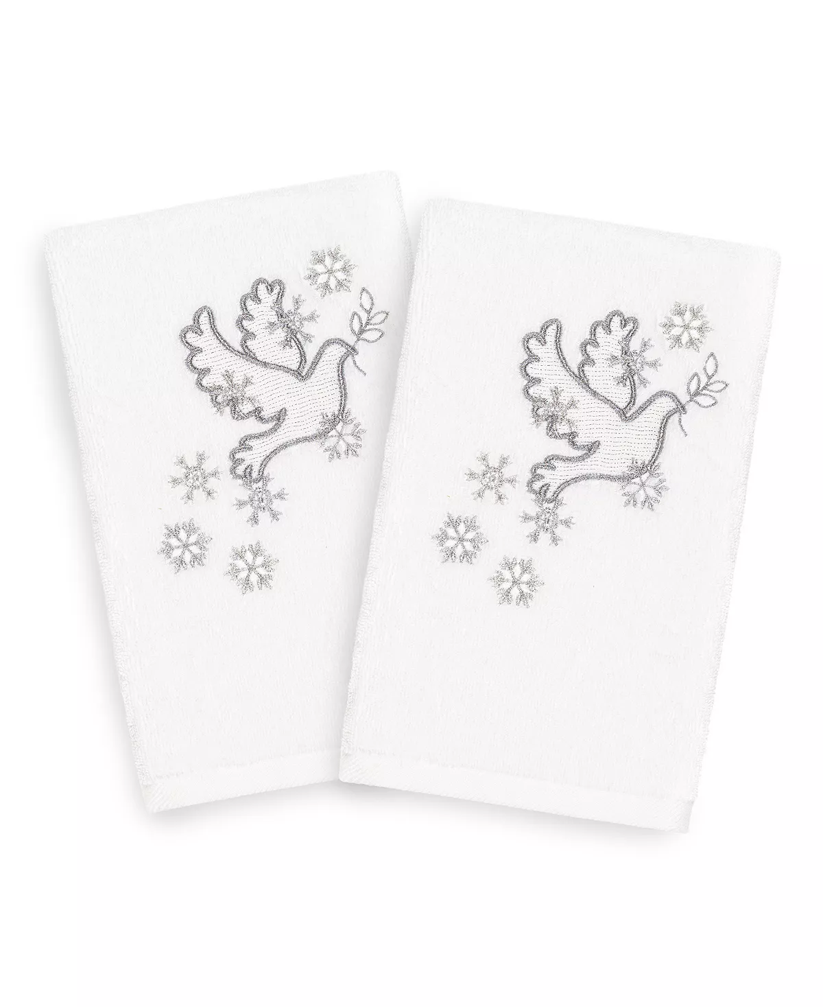 Linum Home Christmas Dove 100% Turkish Cotton 2-Pc. Hand Towel Set 4 Linum Home Christmas Dove 100% Turkish Cotton 2-Pc. Hand Towel Set - Image 2