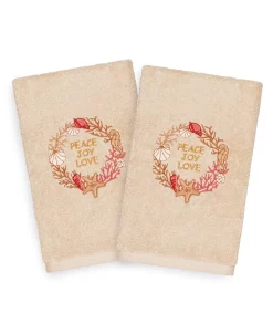 Linum Home Christmas Peace 100% Turkish Cotton 2-Pc. Hand Towel Set -Avanti Linens Shop 10743991 fpx