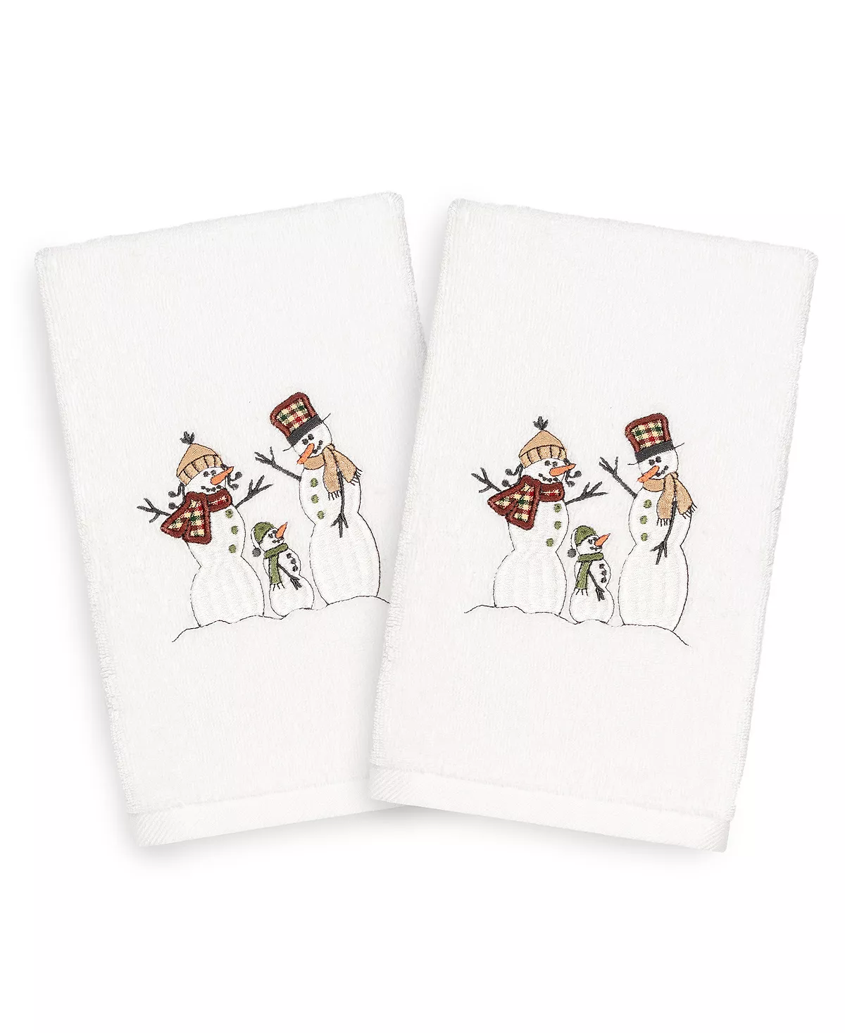 Linum Home Christmas Snow Family 100% Turkish Cotton 2-Pc. Hand Towel Set 4 Linum Home Christmas Snow Family 100% Turkish Cotton 2-Pc. Hand Towel Set - Image 2