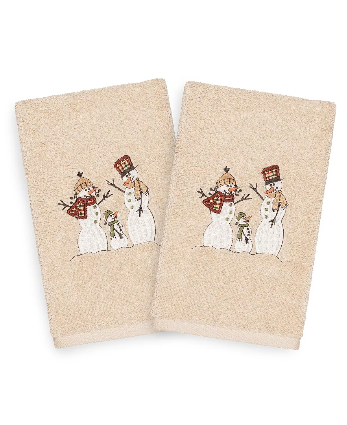 Linum Home Christmas Snow Family 100% Turkish Cotton 2-Pc. Hand Towel Set 6 Linum Home Christmas Snow Family 100% Turkish Cotton 2-Pc. Hand Towel Set - Image 4