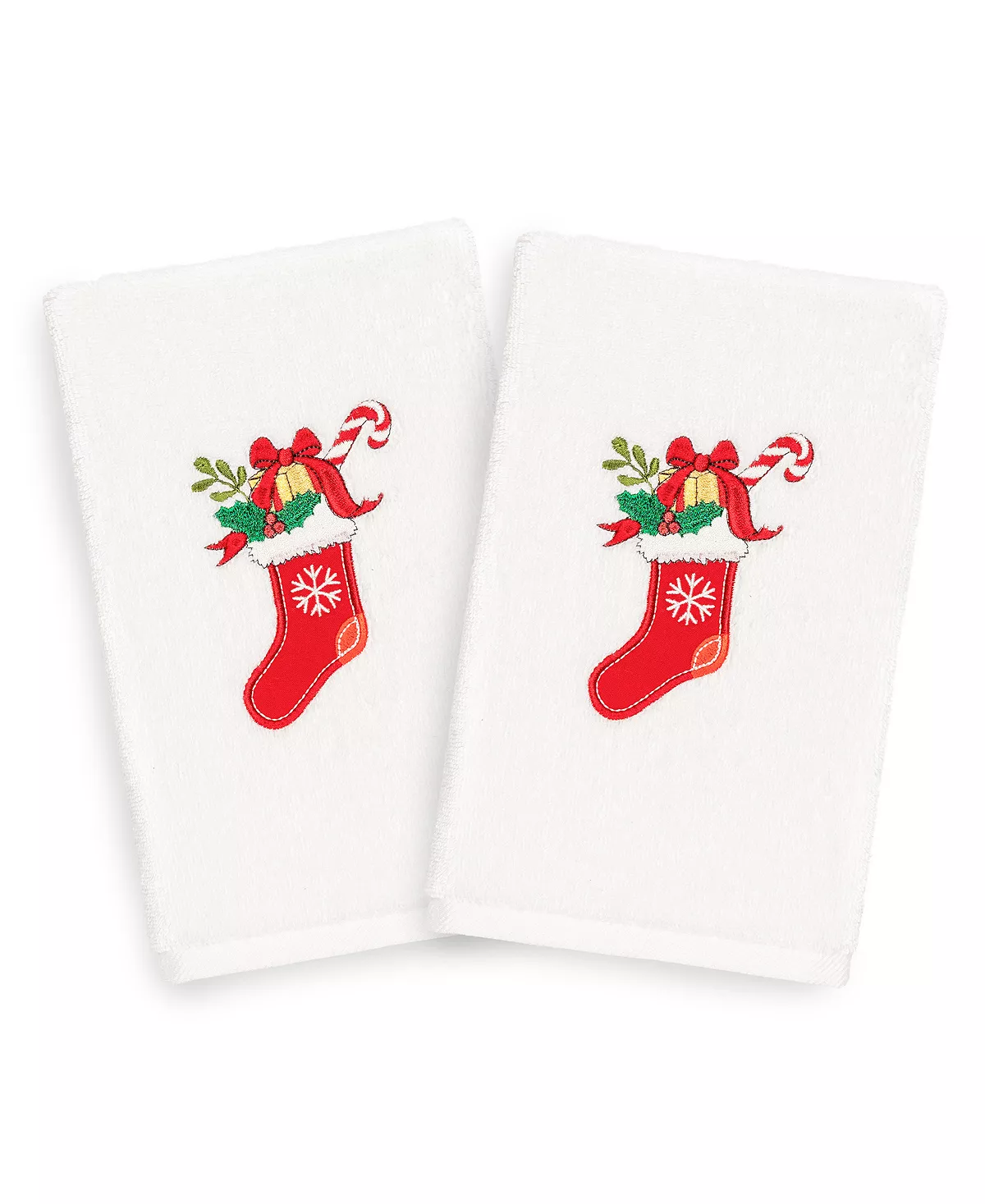Linum Home Christmas Stocking 100% Turkish Cotton 2-Pc. Hand Towel Set 4 Linum Home Christmas Stocking 100% Turkish Cotton 2-Pc. Hand Towel Set - Image 2