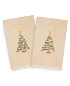 Linum Home Christmas Tree 100% Turkish Cotton 2-Pc. Hand Towel Set -Avanti Linens Shop 10744055 fpx