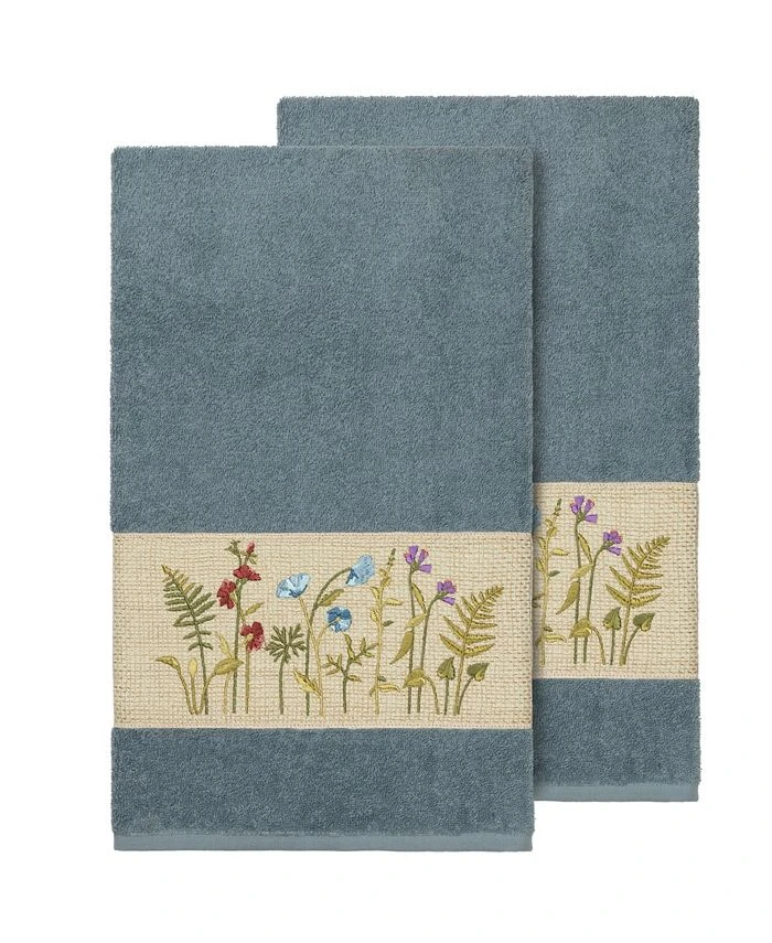 Linum Home Serenity 2-Pc. Embellished Bath Towel Set 3 Linum Home Serenity 2-Pc. Embellished Bath Towel Set