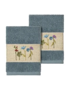 Linum Home Serenity 2-Pc. Embellished Washcloth Set