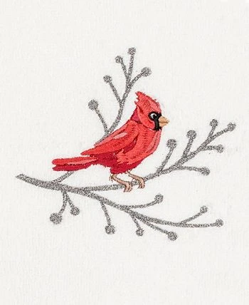 Linum Home Christmas Cardinal 100% Turkish Cotton Hand Towel 4 Linum Home Christmas Cardinal 100% Turkish Cotton Hand Towel - Image 2