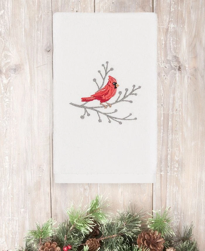 Linum Home Christmas Cardinal 100% Turkish Cotton Hand Towel 3 Linum Home Christmas Cardinal 100% Turkish Cotton Hand Towel
