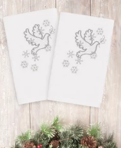 Linum Home Christmas Dove 100% Turkish Cotton 2-Pc. Hand Towel Set