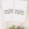 Linum Home Christmas Happy Holidays 100% Turkish Cotton 2-Pc. Hand Towel Set -Avanti Linens Shop 11010439 fpx
