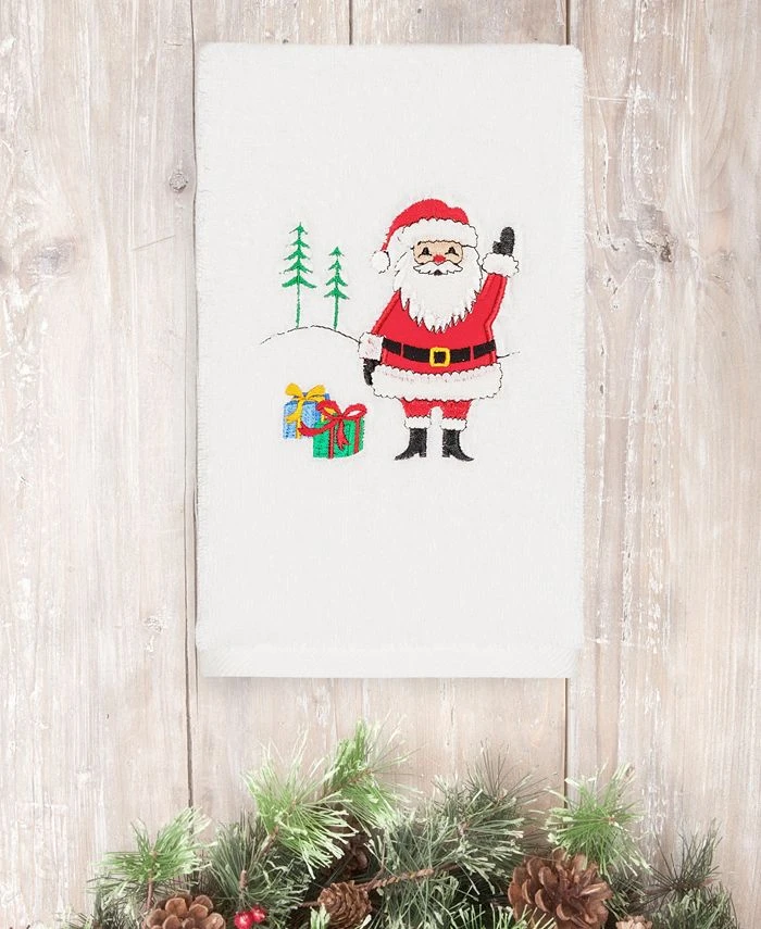 Linum Home Christmas Santa Waving 100% Turkish Cotton Hand Towel 3 Linum Home Christmas Santa Waving 100% Turkish Cotton Hand Towel