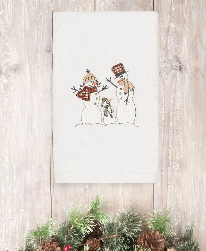 Linum Home Christmas Snow Family 100% Turkish Cotton Hand Towel 3 Linum Home Christmas Snow Family 100% Turkish Cotton Hand Towel