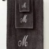 Avanti Bath Towels, Monogram Initial Script Granite And Silver 11 X 18 Fingertip -Avanti Linens Shop 1119570 fpx 2