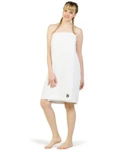 Linum Home 100% Turkish Cotton Terry Personalized Women's Bath Wrap - White