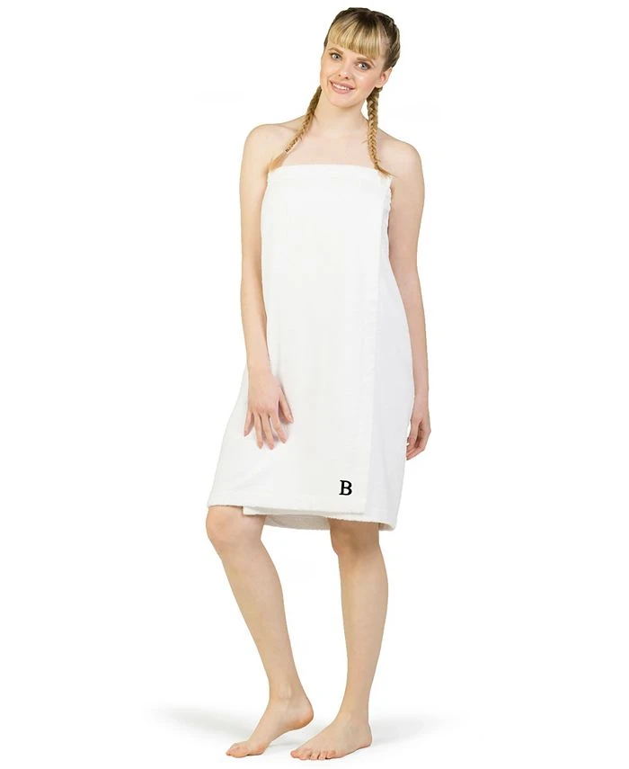 Linum Home 100% Turkish Cotton Terry Personalized Women's Bath Wrap - White 3 Linum Home 100% Turkish Cotton Terry Personalized Women's Bath Wrap - White