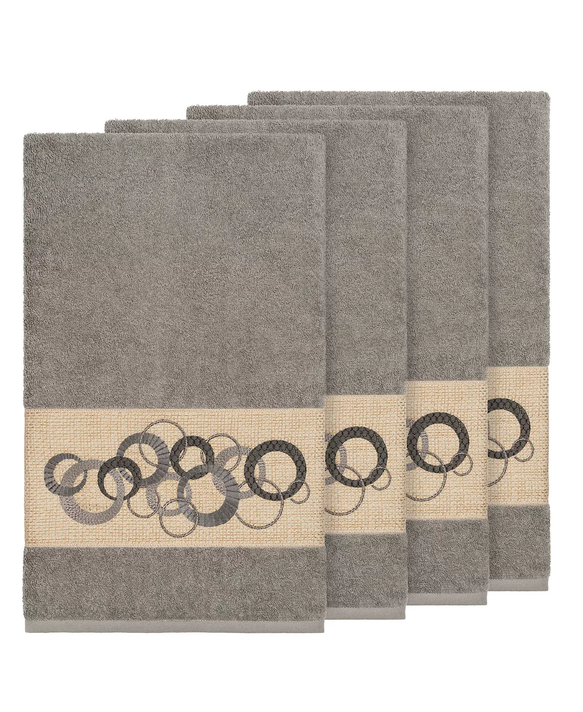 Linum Home Turkish Cotton Annabelle 4-Pc. Embellished Bath Towel Set 5 Linum Home Turkish Cotton Annabelle 4-Pc. Embellished Bath Towel Set - Image 3