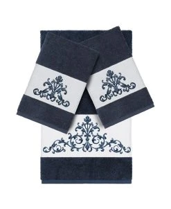 Linum Home Turkish Cotton Scarlet 3-Pc. Embellished Towel Set
