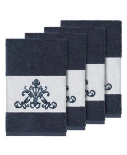 Linum Home Turkish Cotton Scarlet 4-Pc. Embellished Hand Towel Set