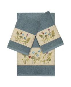 Linum Home Turkish Cotton Serenity 3-Pc. Embellished Towel Set