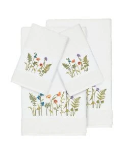 Linum Home Turkish Cotton Serenity 4-Pc. Embellished Towel Set