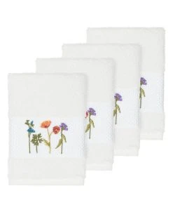Linum Home Turkish Cotton Serenity 4-Pc. Embellished Washcloth Set