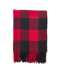 Saro Lifestyle Buffalo Plaid Check Tassel Throw