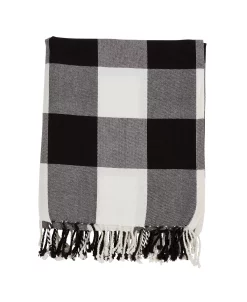Saro Lifestyle Buffalo Plaid Fringed Throw