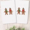 Linum Home Christmas Gingerbread Embroidered 100% Turkish Cotton 2-Pc. Hand Towel Set -Avanti Linens Shop 15143545 fpx