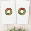 Linum Home Christmas Wreath Embroidered 100% Turkish Cotton Hand Towels