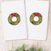 Linum Home Christmas Wreath Embroidered 100% Turkish Cotton 2-Pc. Hand Towel Set -Avanti Linens Shop 15143549 fpx