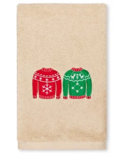 Linum Home Christmas Sweaters Embroidered 100% Turkish Cotton Hand Towel -Avanti Linens Shop 15143588 fpx