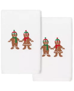 Linum Home Christmas Gingerbread Embroidered 100% Turkish Cotton 2-Pc. Hand Towel Set -Avanti Linens Shop 15143596 fpx