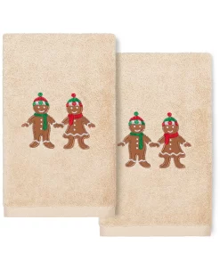 Linum Home Christmas Gingerbread Embroidered 100% Turkish Cotton 2-Pc. Hand Towel Set -Avanti Linens Shop 15143597 fpx