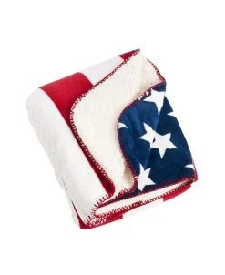 Saro Lifestyle US Flag Design Sherpa Throw