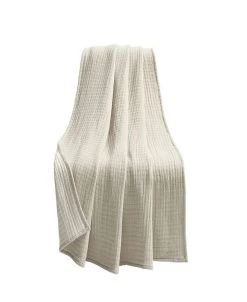 Lush Décor Solid Kantha Pick Stitch Yarn Dyed Cotton Woven Throw Blanket