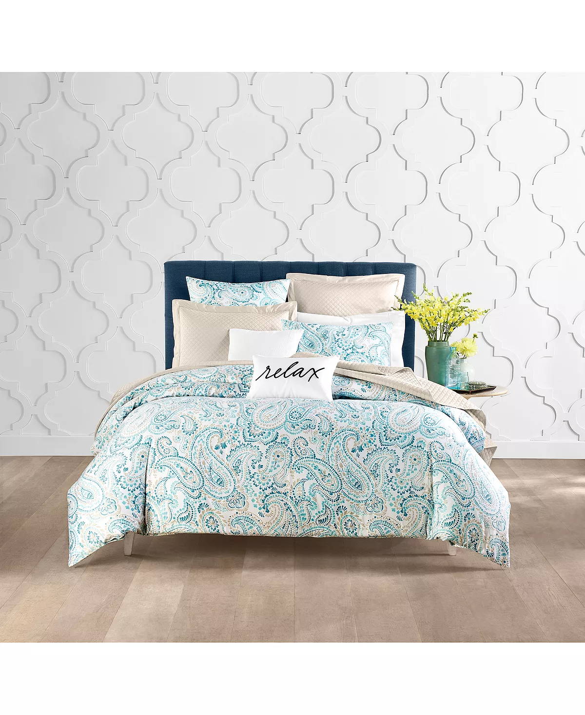 Charter Club Azure Paisley 3-Pc. Duvet Cover Set, Full/Queen, Created For Macy's 8 Charter Club Azure Paisley 3-Pc. Duvet Cover Set, Full/Queen, Created For Macy's - Image 6