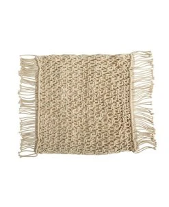 Nearly Natural Boho Fringed Woven Macrame Decorative Pillow Cover, 18