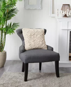 Nearly Natural Boho Cross Woven Macrame Decorative Pillow Cover, 18 -Avanti Linens Shop 21830521 fpx