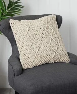 Nearly Natural Boho Woven Macrame Decorative Pillow Cover, 16 -Avanti Linens Shop 21830525 fpx