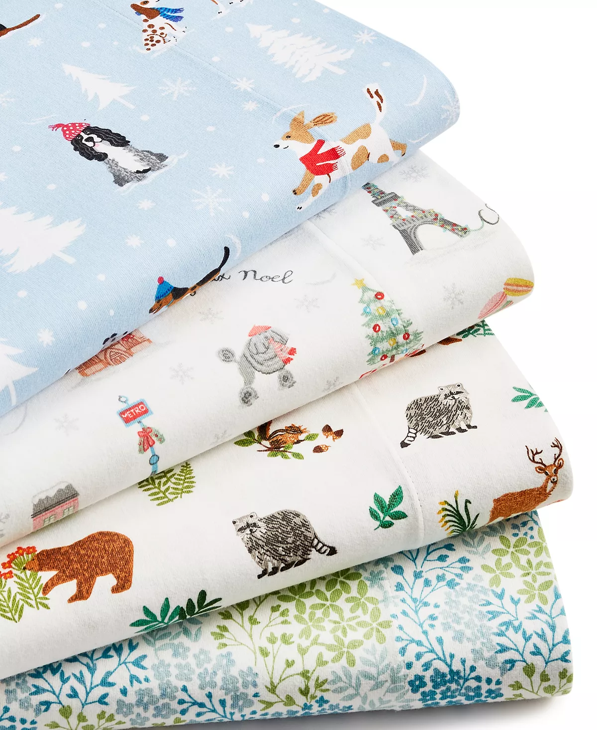 Whim By Martha Stewart CLOSEOUT! Christmas In Paris Cotton Flannel 3-Pc. Sheet Set, Twin, Created For Macy's 4 Whim By Martha Stewart CLOSEOUT! Christmas In Paris Cotton Flannel 3-Pc. Sheet Set, Twin, Created For Macy's - Image 2