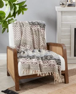 Saro Lifestyle Throw Blanket With Block Print Design, 70 X 47 -Avanti Linens Shop 22260331 fpx