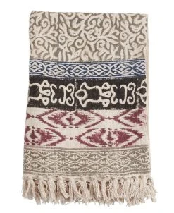 Saro Lifestyle Throw Blanket With Block Print Design, 70 X 47