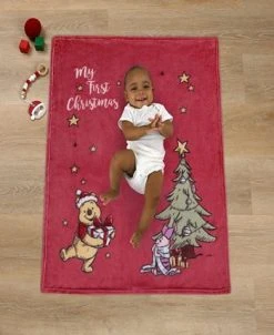Disney Winnie The Pooh My First Christmas Photo Op Baby Blanket -Avanti Linens Shop 22971617 fpx