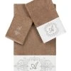 Linum Home Textiles Turkish Cotton Monica Embellished Towel 3 Piece Set - Latte -Avanti Linens Shop 23140265 fpx