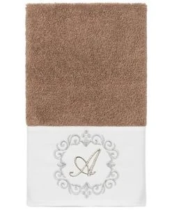 Linum Home Textiles Turkish Cotton Monica Embellished Towel 3 Piece Set - Latte -Avanti Linens Shop 23140267 fpx