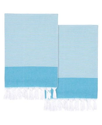 Linum Home Textiles Elegant Thin Stripe Pestemal Pack Of 2 100% Turkish Aegean Cotton Beach Towel 4 Linum Home Textiles Elegant Thin Stripe Pestemal Pack Of 2 100% Turkish Aegean Cotton Beach Towel - Image 2