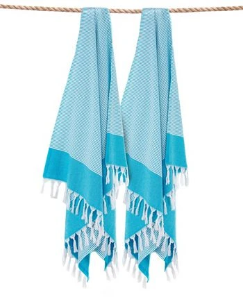 Linum Home Textiles Elegant Thin Stripe Pestemal Pack Of 2 100% Turkish Aegean Cotton Beach Towel 5 Linum Home Textiles Elegant Thin Stripe Pestemal Pack Of 2 100% Turkish Aegean Cotton Beach Towel - Image 3