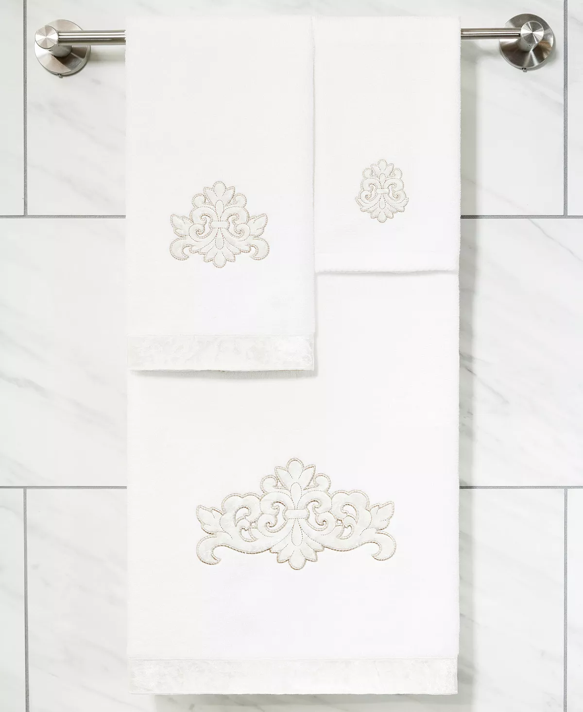 Linum Home Textiles Turkish Cotton May Embellished Hand Towel Set, 2 Piece 5 Linum Home Textiles Turkish Cotton May Embellished Hand Towel Set, 2 Piece - Image 3