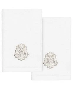 Linum Home Textiles Turkish Cotton May Embellished Fingertip Towel Set, 2 Piece